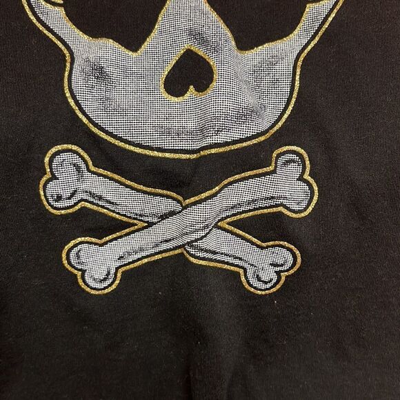 Celebrate Halloween Glitter Skull & Crossbones Baseball Shirt-XL-14/16 Plus Girl - Picture 11 of 15